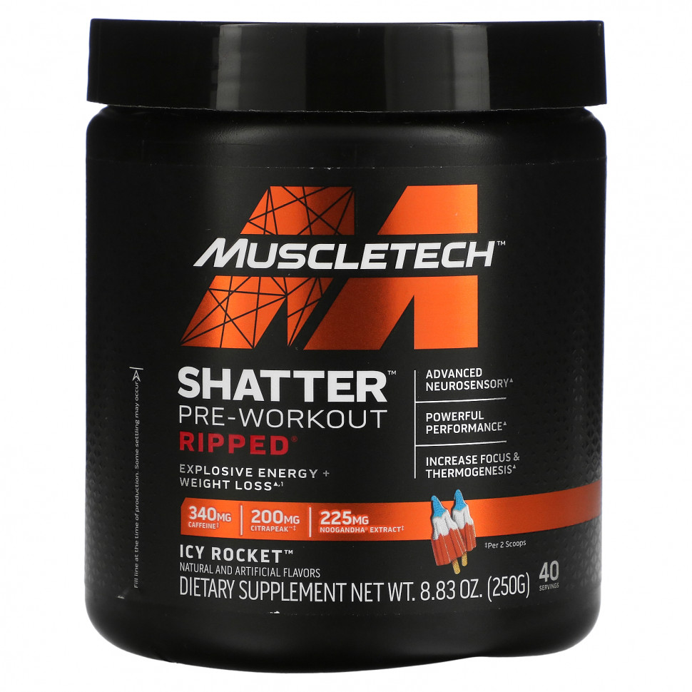 MuscleTech, Shatter Pre-Workout Ripped, Icy Rocket, 250  (8,83 )    , -, 