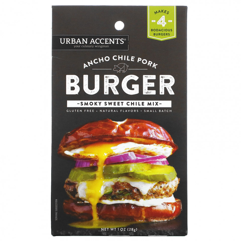 Urban Accents, Ancho Chile Pork Burger,  Smoky Sweet Chile, 28  (1 )    , -, 