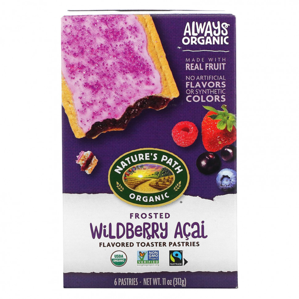 Nature's Path, Toaster Pastries, Frosted Wildberry Acai, 6 Pastries, 52 g Each    , -, 