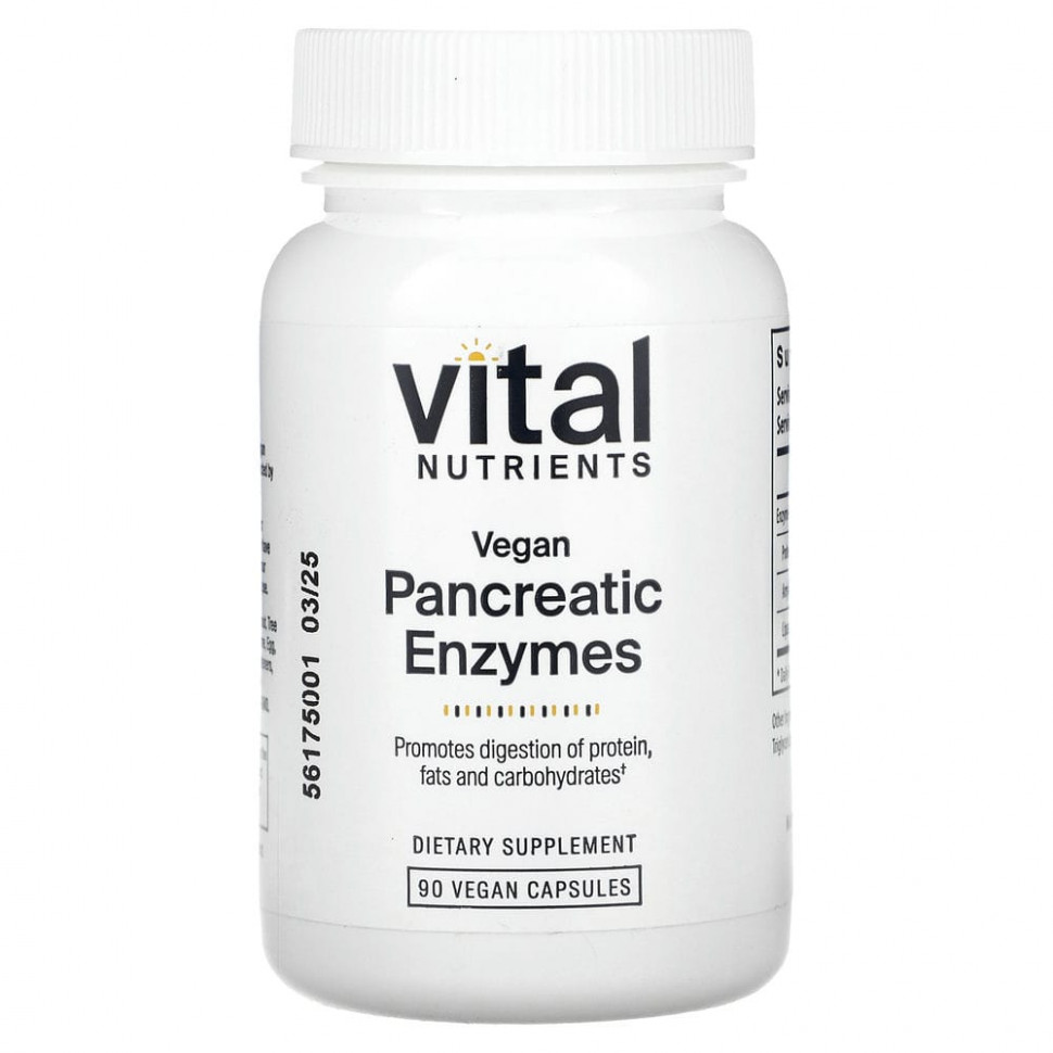 Vital Nutrients, Vegan Pancreatic Enzymes , 90 Capsules    , -, 