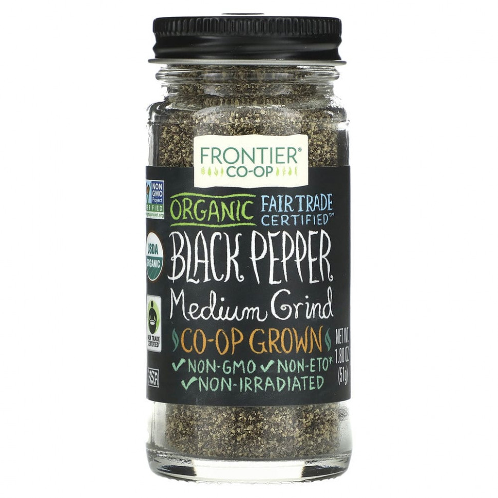 Frontier Co-op, Organic Black Pepper, Medium Grind, 1.80 oz (51 g)    , -, 