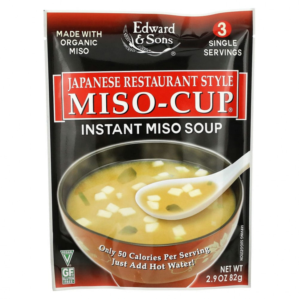 Edward & Sons, Edward & Sons, Miso-Cup, Japanese Restaurant Style, 3 Individual Servings    , -, 