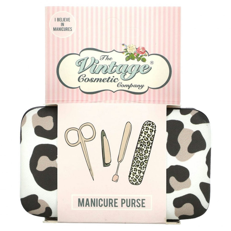 The Vintage Cosmetic Co., Manicure Purse, Leopard Print, 1 Kit    , -, 