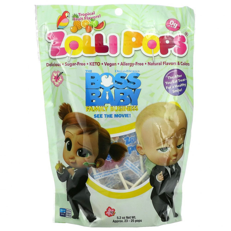 Zollipops, The Clean Teeth Pops, Tropical Fruits, 23-25 Pops, 5.2 oz    , -, 