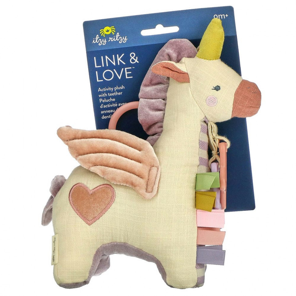 itzy ritzy, Link & Love, Activity Plush with Teether, 0+ Months, Pegs`` 1 Teether    , -, 