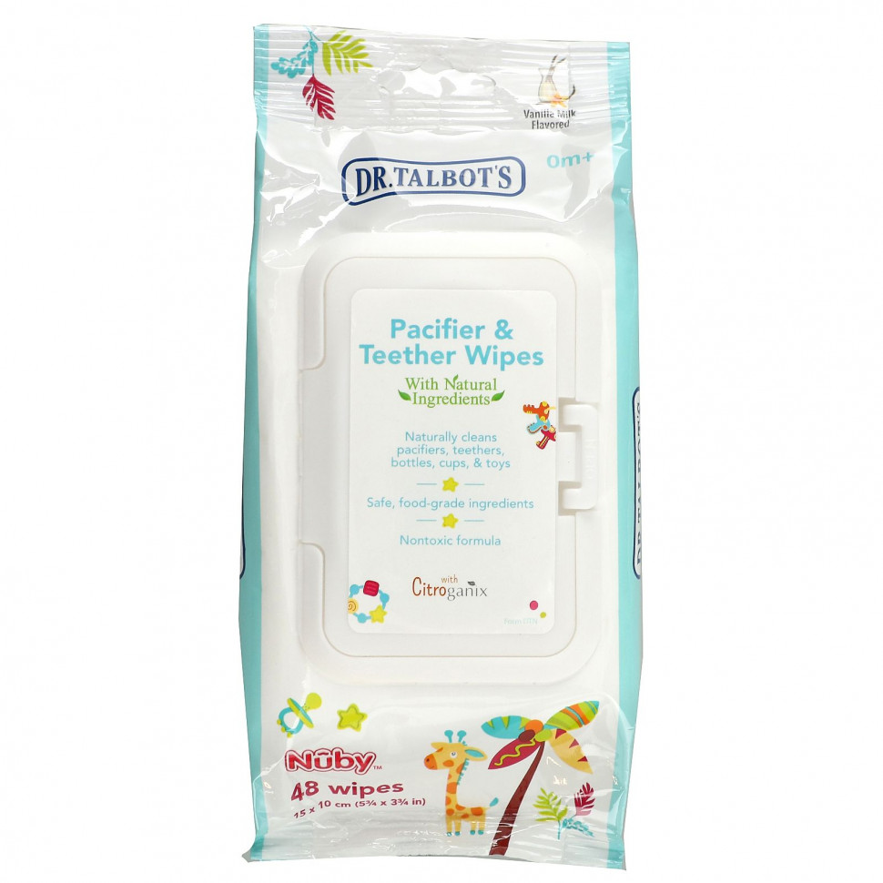 Dr. Talbot's, Pacifier & Teether Wipes, 0m +, Vanilla Milk Flavored, 48 Wipes    , -, 