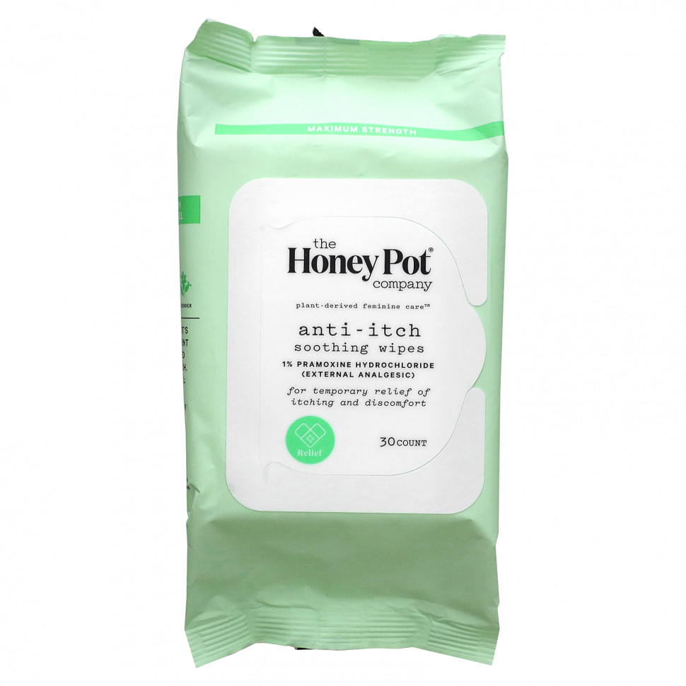 The Honey Pot Company, Anti-Itch Soothing Wipes , 30 Count    , -, 