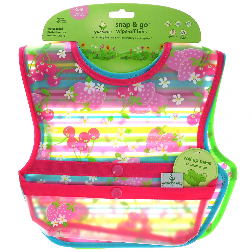Green Sprouts,  Snap & Go Wipe Off, 9-18 , 3 .      , -, 