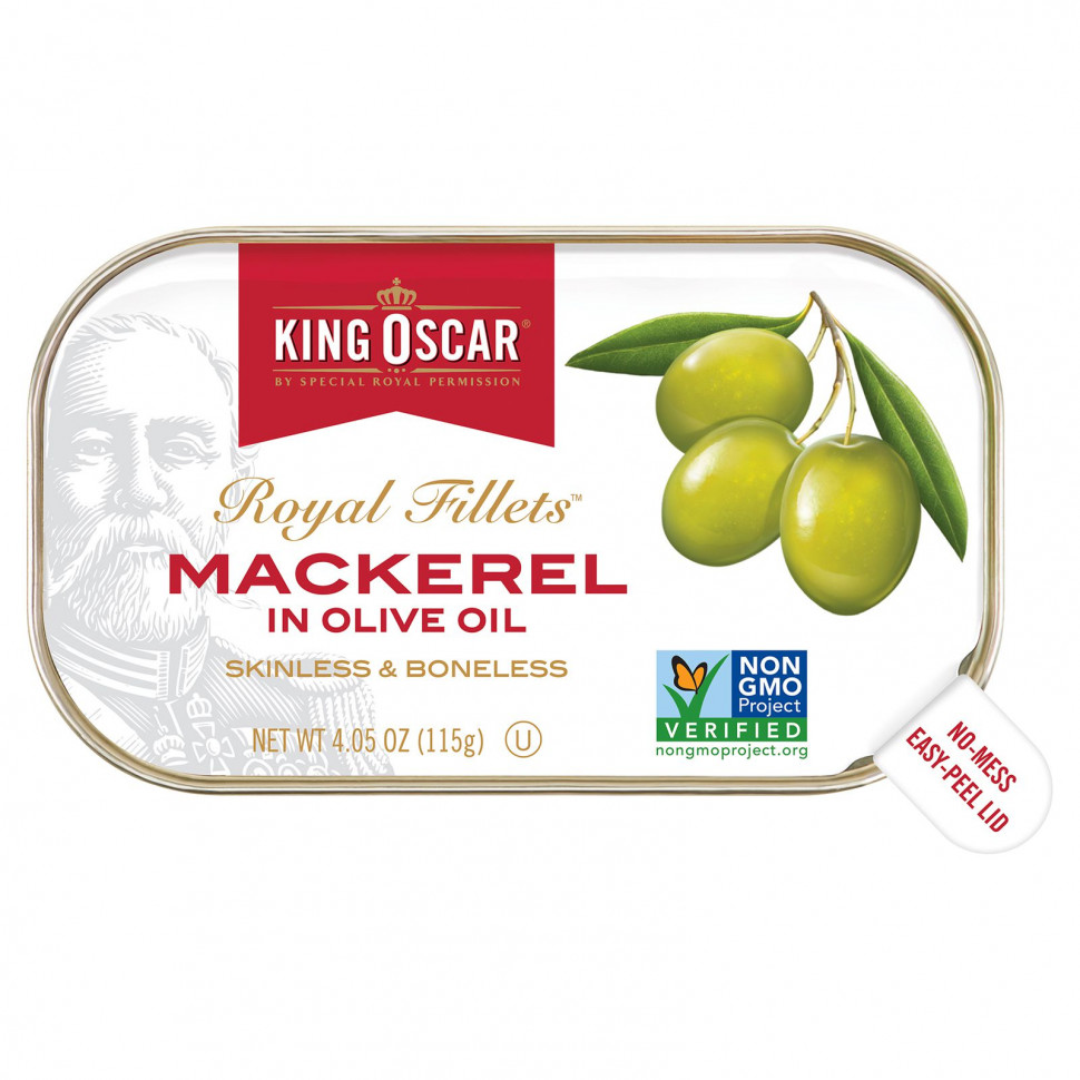 King Oscar, Royal Fillets, Mackerel In Olive Oil, 4.05 oz ( 115 g)    , -, 