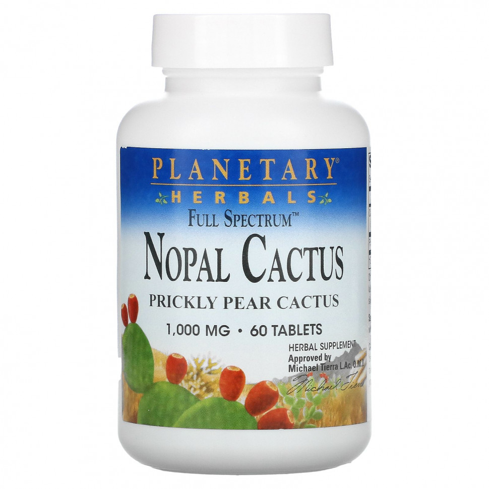Planetary Herbals, Nopal Cactus, Full Spectrum, Prickly Pear Cactus, 1,000 mg, 60 Tablets    , -, 