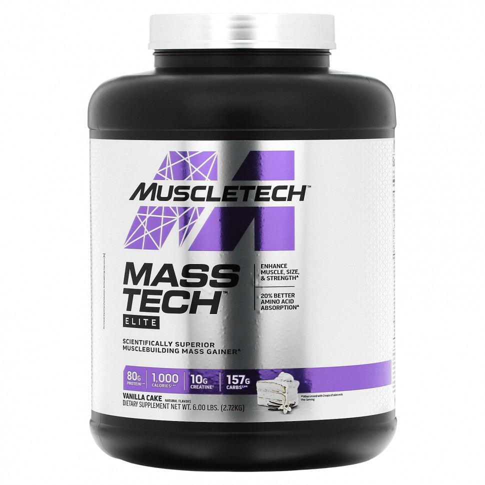  MuscleTech, Mass Tech Elite, Vanilla Cake, 6 lbs (2.72 kg)  Iherb ()