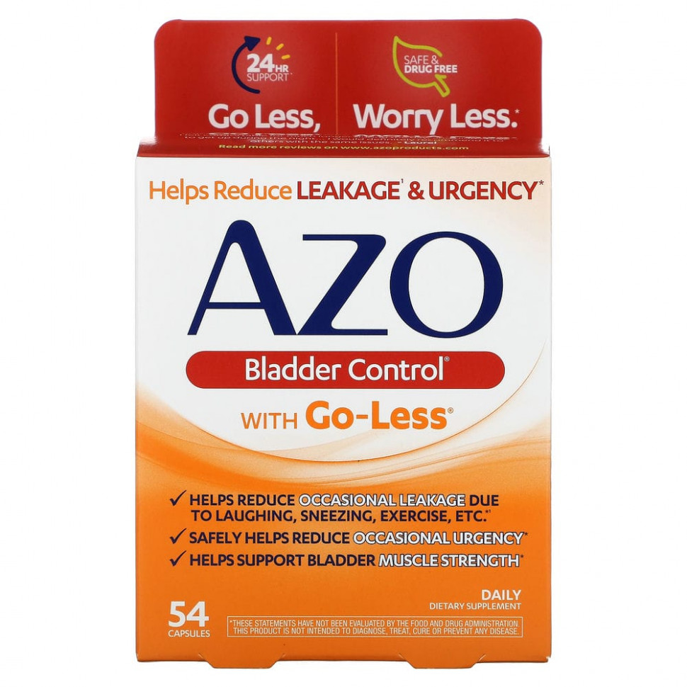 Azo, Bladder Control, with Go-Less, 54 Capsules    , -, 