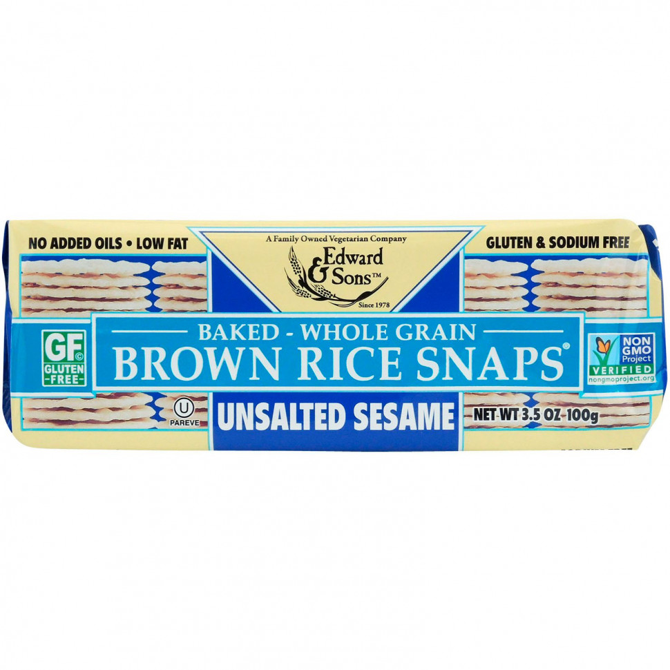 ���������� Edward & Sons, Baked Brown Rice Snaps (���������� �������� �� ����������� ����), ���������� ������, 100 �  Iherb (������)