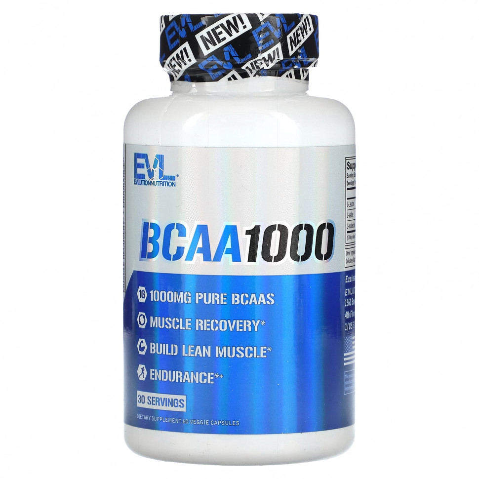 EVLution Nutrition, BCAA1000, 500 , 60      , -, 