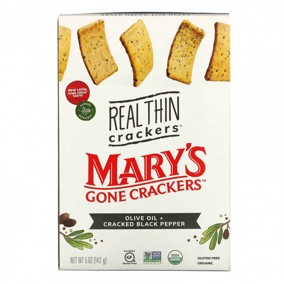 ���������� Mary's Gone Crackers, Real Thin Crackers, ��������� ����� � ������ �����, 142 � (5 �����)  Iherb (������)