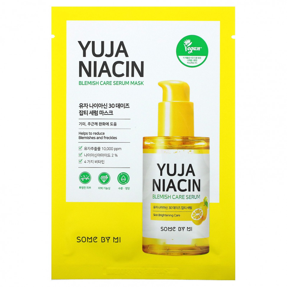 Some By Mi, Yuja Niacin, Blemish Care Serum Mask, 10 Sheets, 0.88 oz (25 g) Each    , -, 