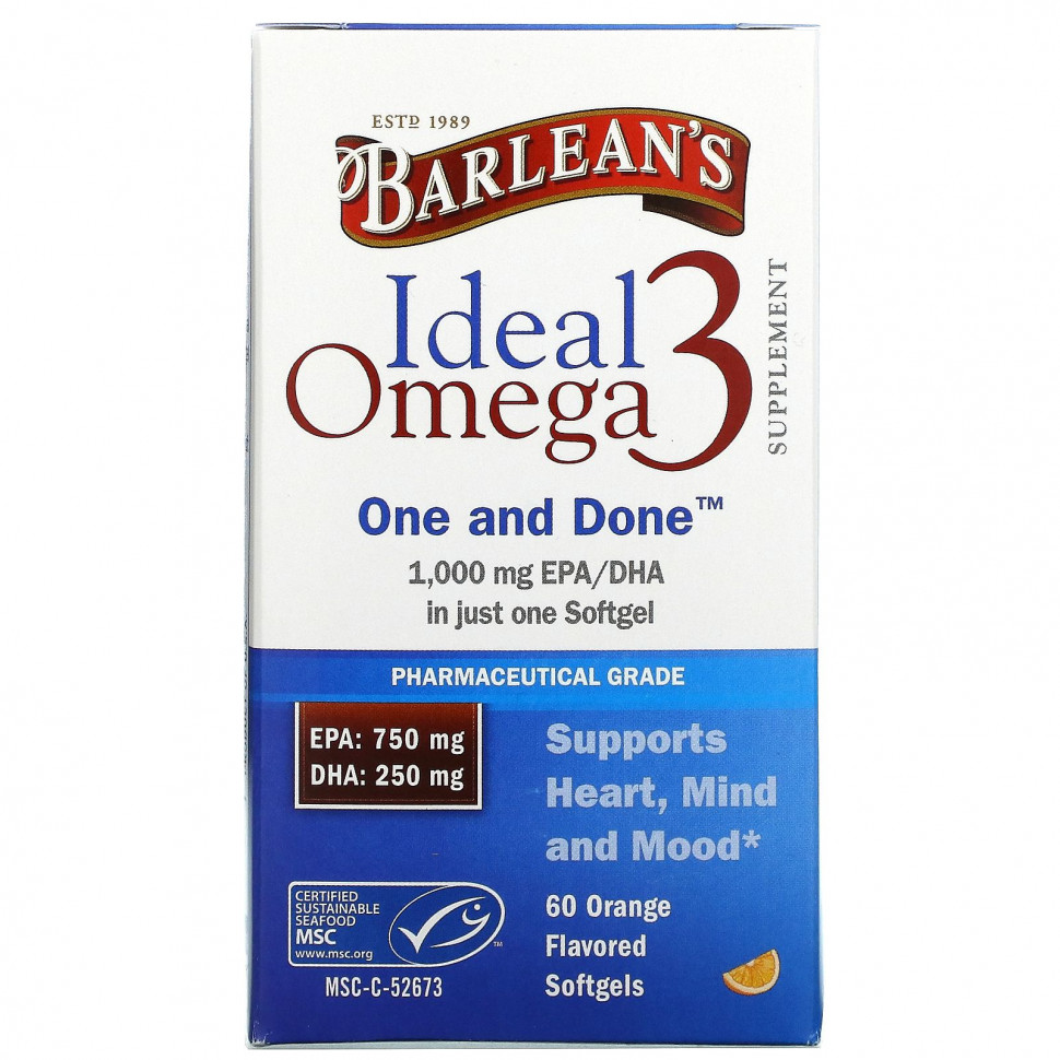 Barlean's, Ideal Omega 3, , 1000  EPA / DHA, 60      , -, 