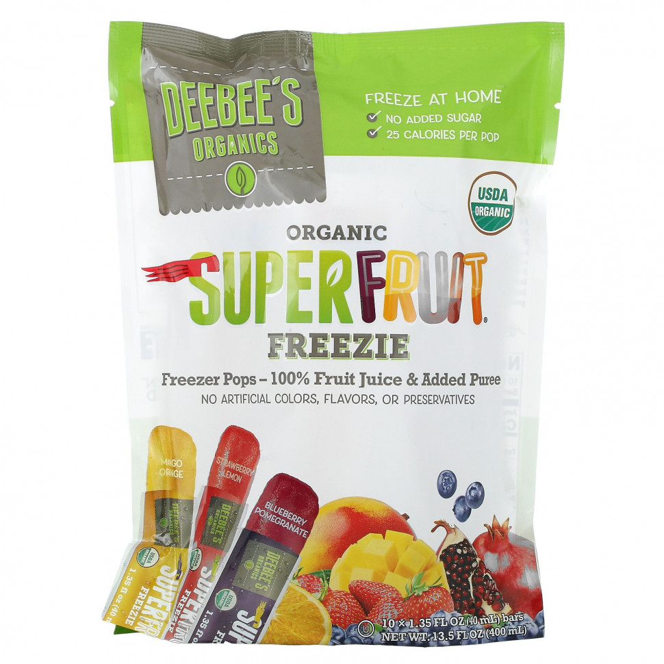 ���������� Deebee's Organic, Superfruit Freezie, �������, 10 ����������, 40 �� (1,35 ����. �����)  Iherb (������)