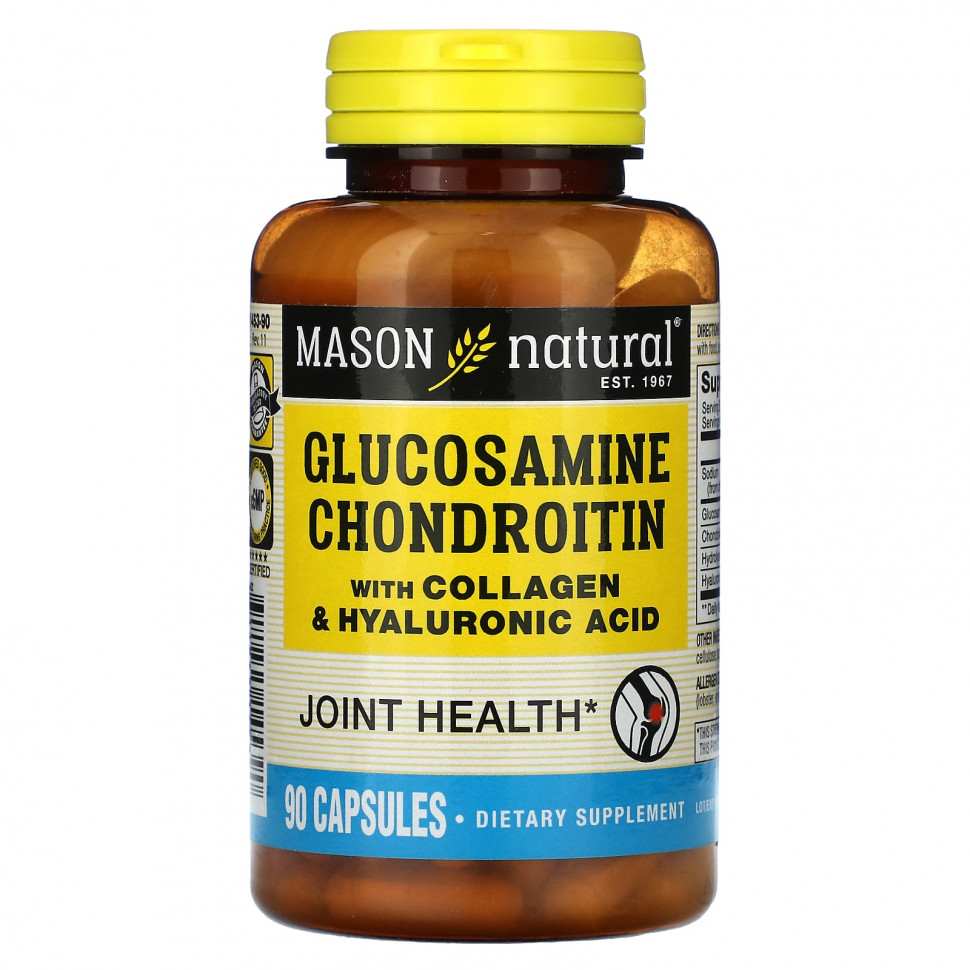 Mason Natural, Glucosamine Chondroitin with Collagen & Hyaluronic Acid, 90 Capsules    , -, 