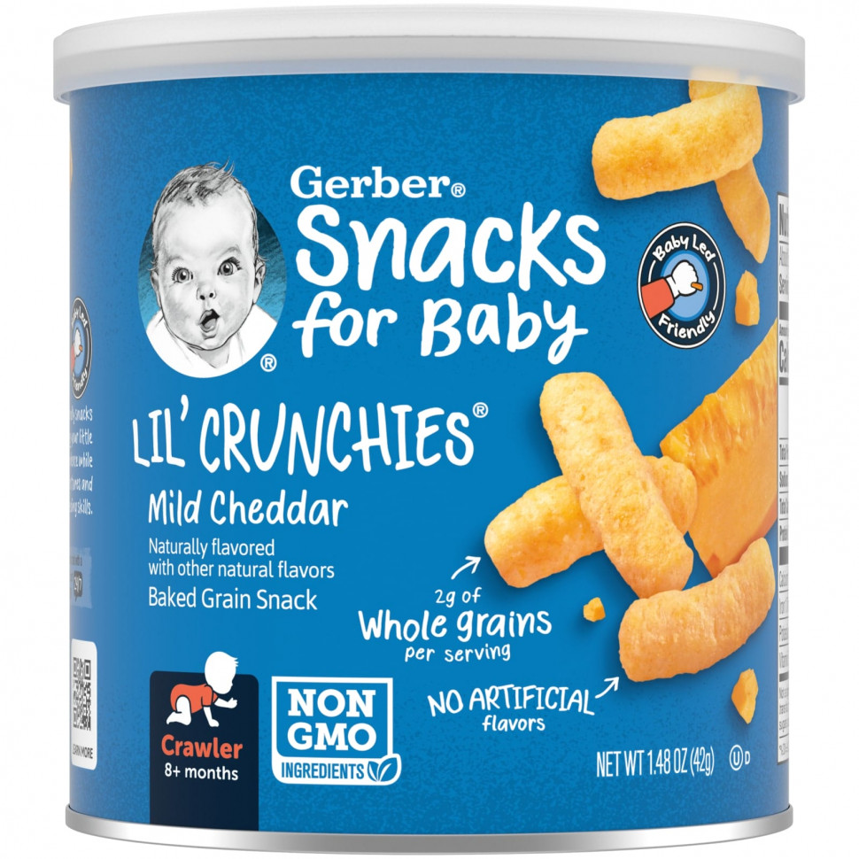 ���������� Gerber, Snacks for Baby, Lil 'Crunchies, ���� �� ����������� �����, �� 8 �������, ������ ������, 42 � (1,48 �����)  Iherb (������)