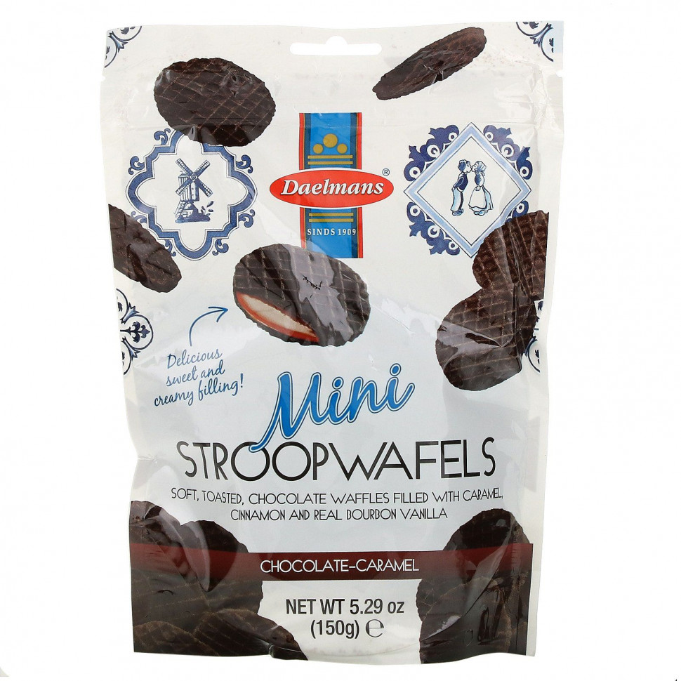 ���������� Daelmans, Mini Stroopwafels, Chocolate-Caramel, 5.29 oz (150 g)  Iherb (������)