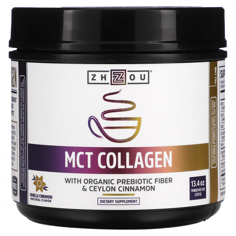 Zhou Nutrition, MCT Collagen, Vanilla Cinnamon, 13.4 oz (379 g)    , -, 