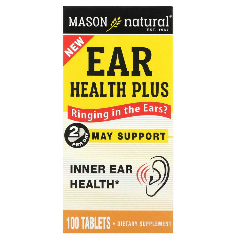 Mason Natural, Ear Health Plus, 100 Tablets    , -, 