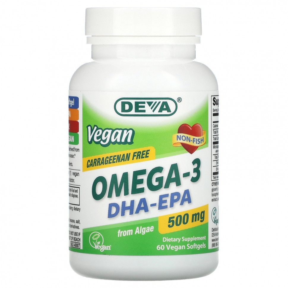  Deva,  -3 DHA-EPA, 500 , 60     Iherb ()