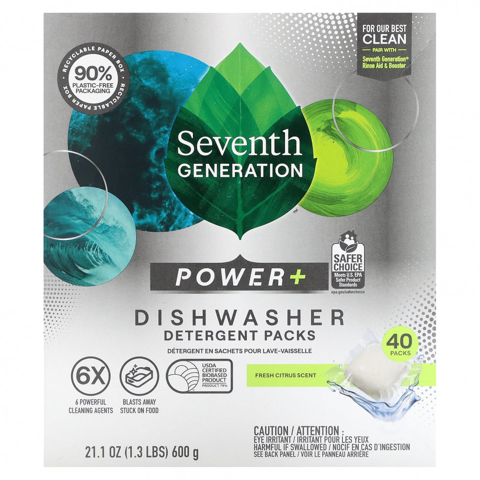 Seventh Generation,     Power +   , Fresh Citrus, 40 , 600  (21,1 )    , -, 