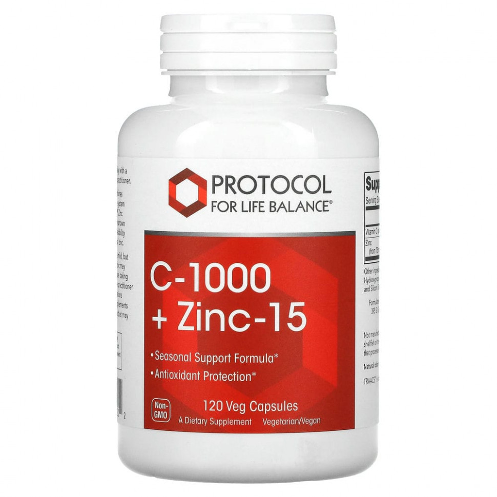 Protocol for Life Balance, C-1000 + Zinc-15, 120      , -, 