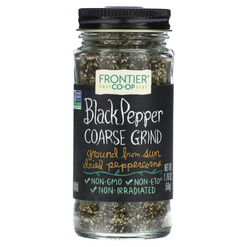 Frontier Co-op, Black Pepper, Coarse Grind, 1.76 oz (50 g)    , -, 