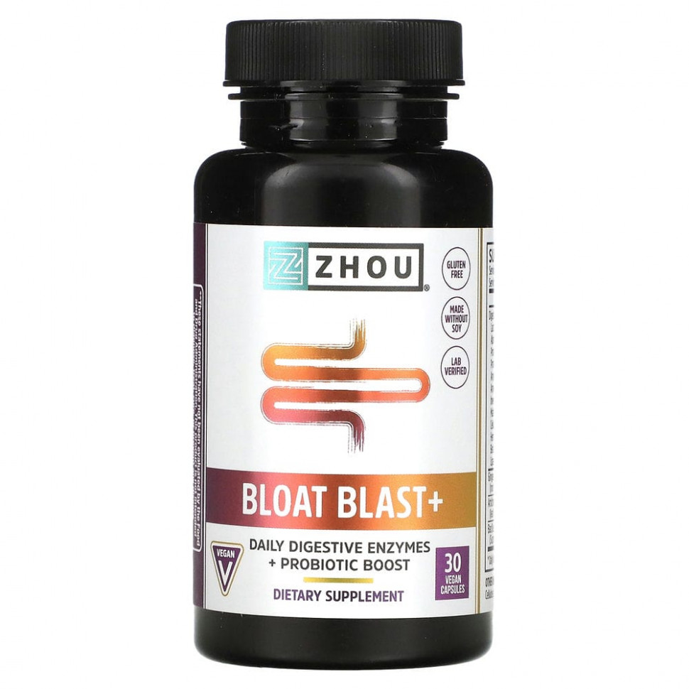 ���������� Zhou Nutrition, Bloat Blast+, ������� ������ ������� ������, 30 ��������� ������  Iherb (������)