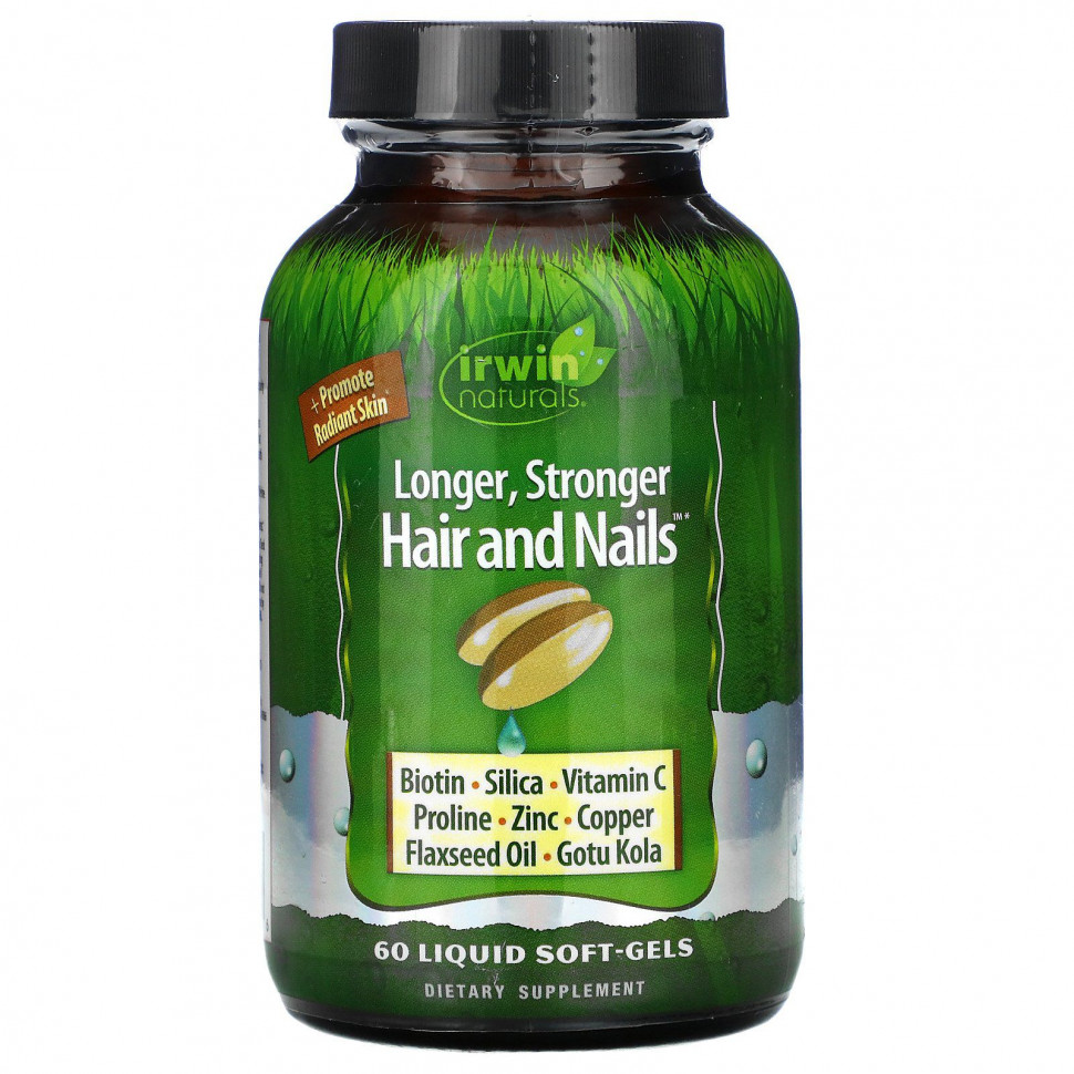 Irwin Naturals, Longer, Stronger Hair and Nails, 60 Liquid Soft-Gels    , -, 