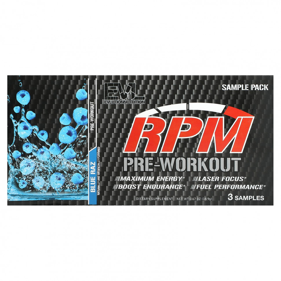 EVLution Nutrition, RPM,  , , Blue Raz, 3 -, 18,9  (0,67 )    , -, 