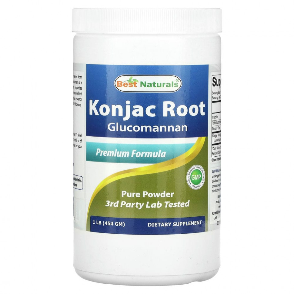 Best Naturals, Konjac Root Glucomannan, Premium Formula, 1 lb (454 g)    , -, 