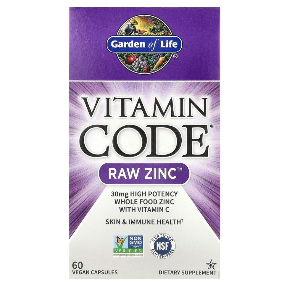 Garden of Life, Vitamin Code, RAW Zinc, 60      , -, 