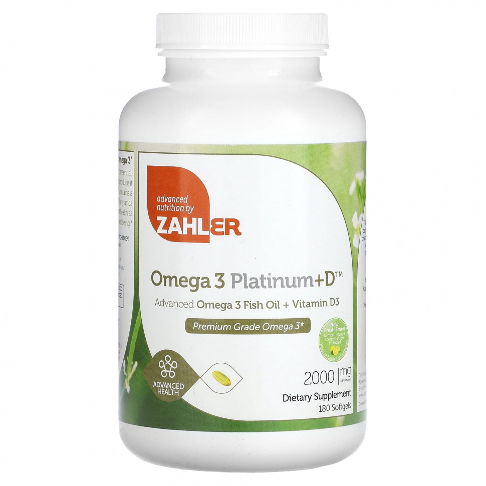  Zahler, Omega 3 Platinum + D,     -3   D3, 1000 , 180    Iherb ()