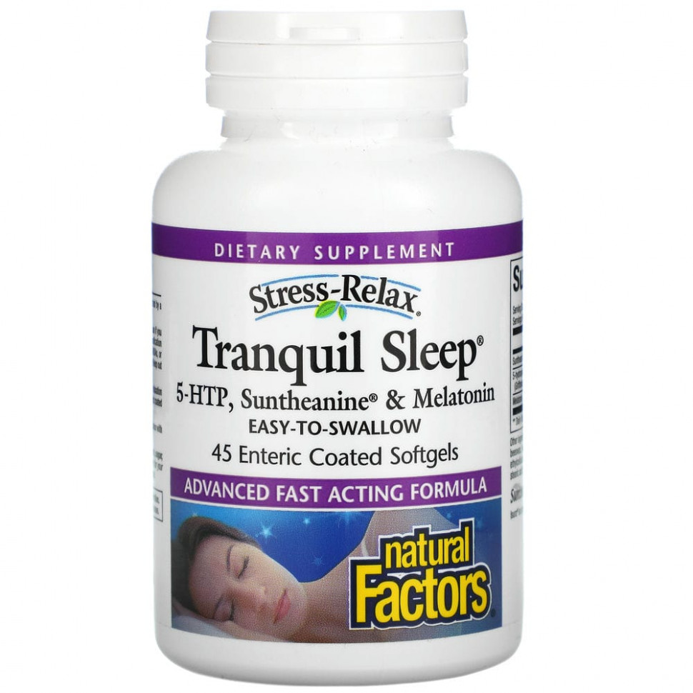 Natural Factors, Stress-Relax, Tranquil Sleep, 45 Enteric Coated Softgels    , -, 
