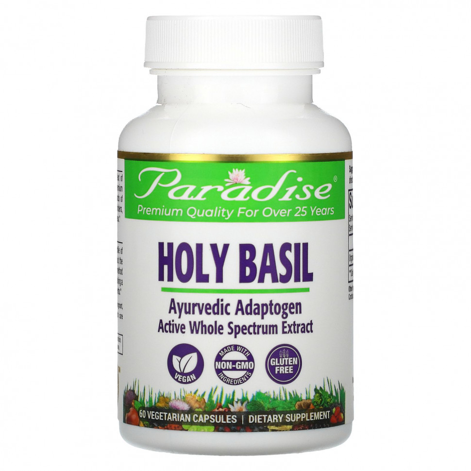 Paradise Herbs, Organics, Holy Basil, 60 Vegetarian Capsules    , -, 