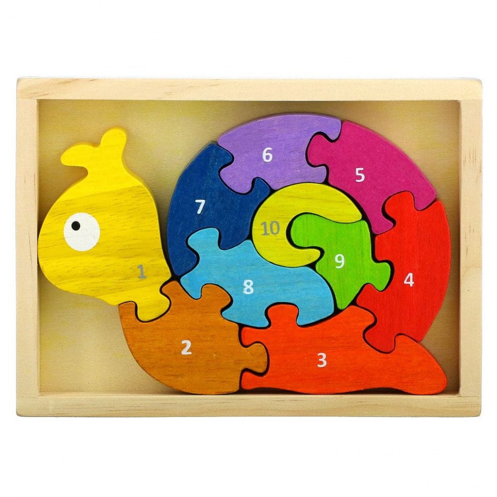 Begin Again Toys, Number Snail, Teach & Play Puzzle, 2+ Years, 10 .    , -, 