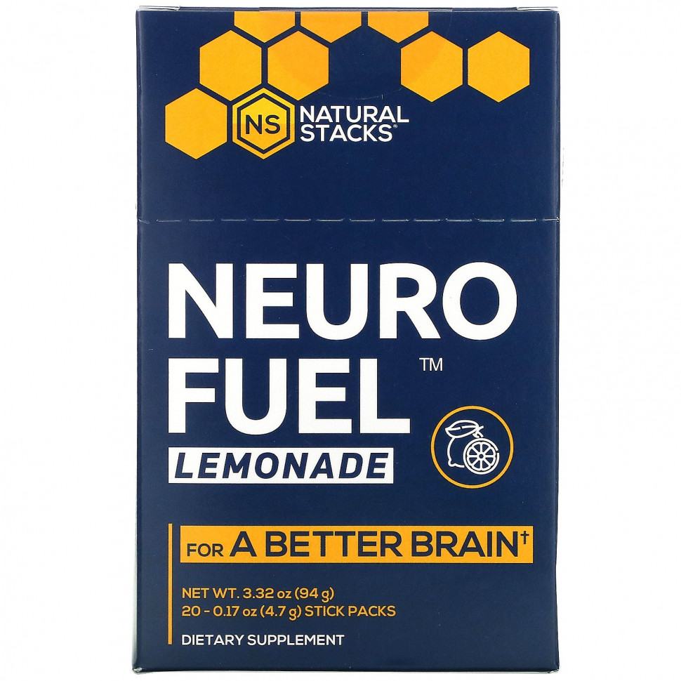 Natural Stacks, Neuro Fuel Lemonade, 20 Stick Packs, 0.17 oz ( 4.7 g) Each    , -, 