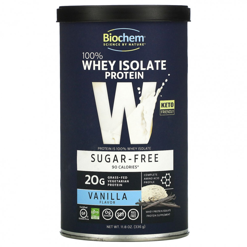 Biochem, 100% Whey Protein, Sugar Free, Vanilla, 11.8 oz (336 g)    , -, 