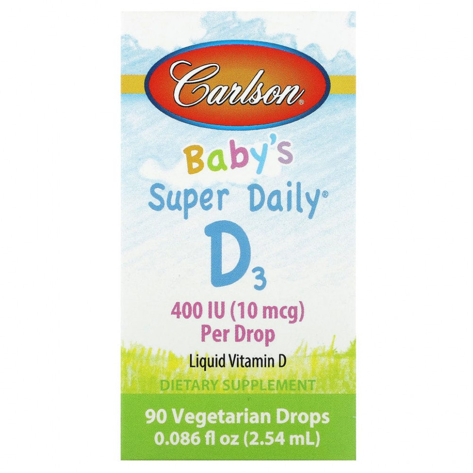 Carlson, Baby's Super Daily D3, 10  (400 ), 90  , 2,54  (0,086 . )    , -, 