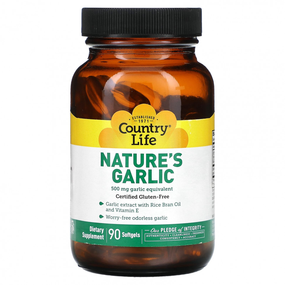  Country Life, Nature's Garlic, 500 , 90    Iherb ()