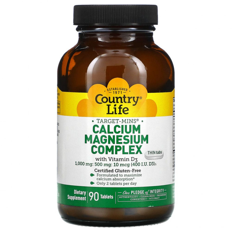 Country Life, Calcium Magnesium Complex with Vitamin D3, 90 Tablets    , -, 