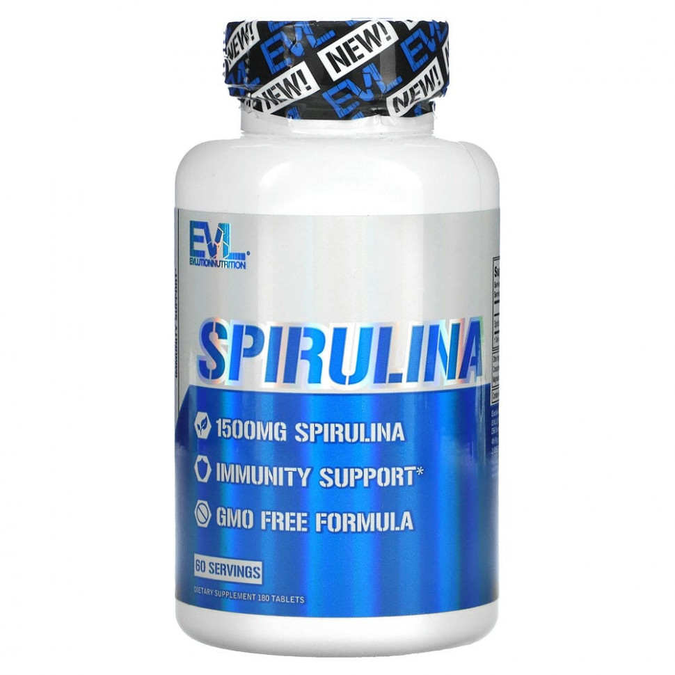 EVLution Nutrition, Spirulina, 500 mg, 180 Tablets    , -, 