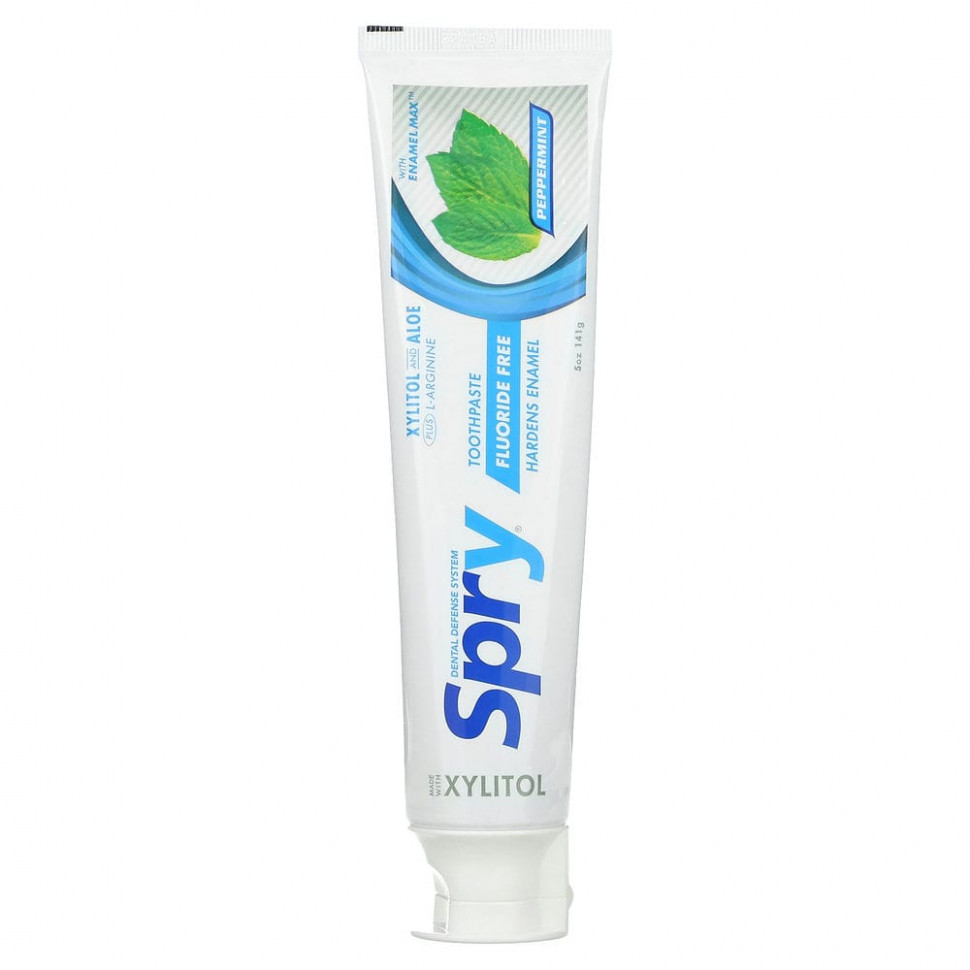 Xlear, Spry Toothpaste, Anti-Plaque Tartar Control, Fluoride Free, Natural Peppermint, 5 oz (141 g)    , -, 