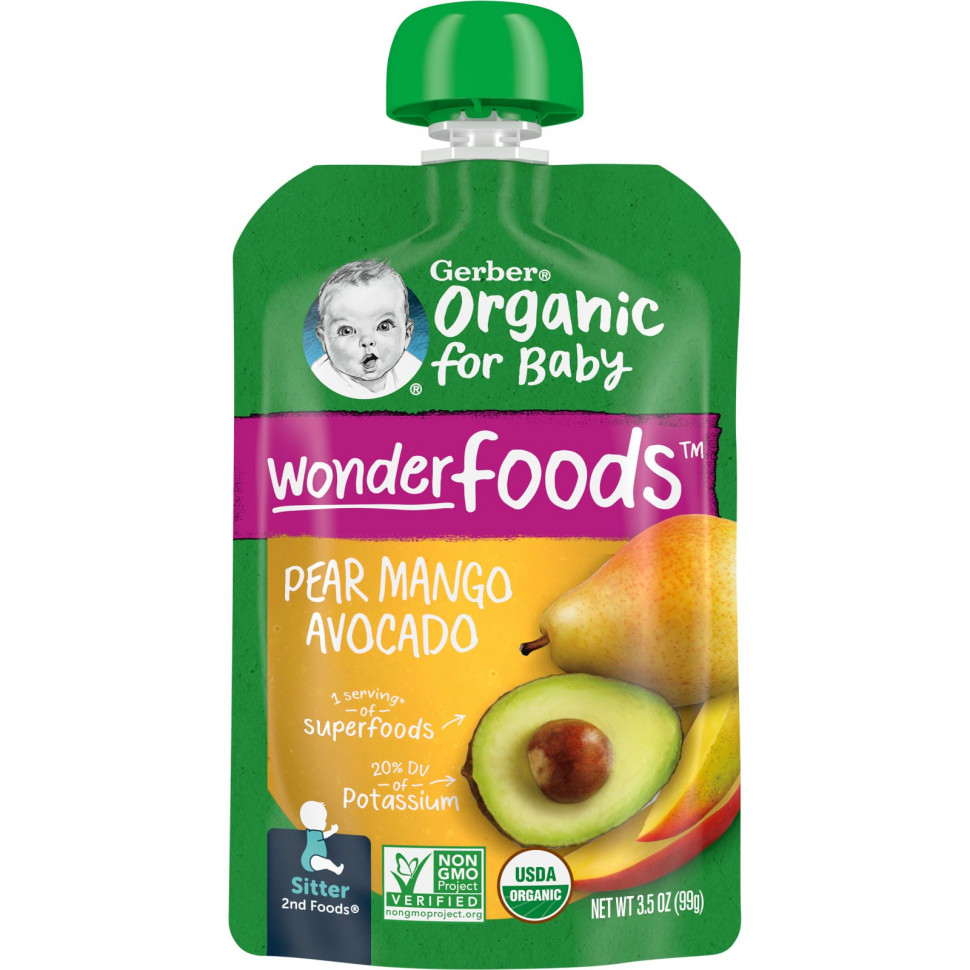 Gerber, Organic for Baby, Wonderfoods, 2nd Foods, , , , 99  (3,5 )    , -, 