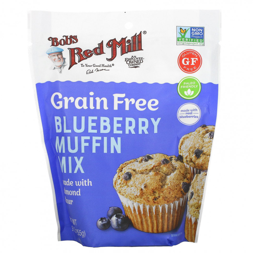 Bob's Red Mill, Grain Free, Blueberry Muffin Mix Made With Almond Flour, 9 oz (255 g)    , -, 