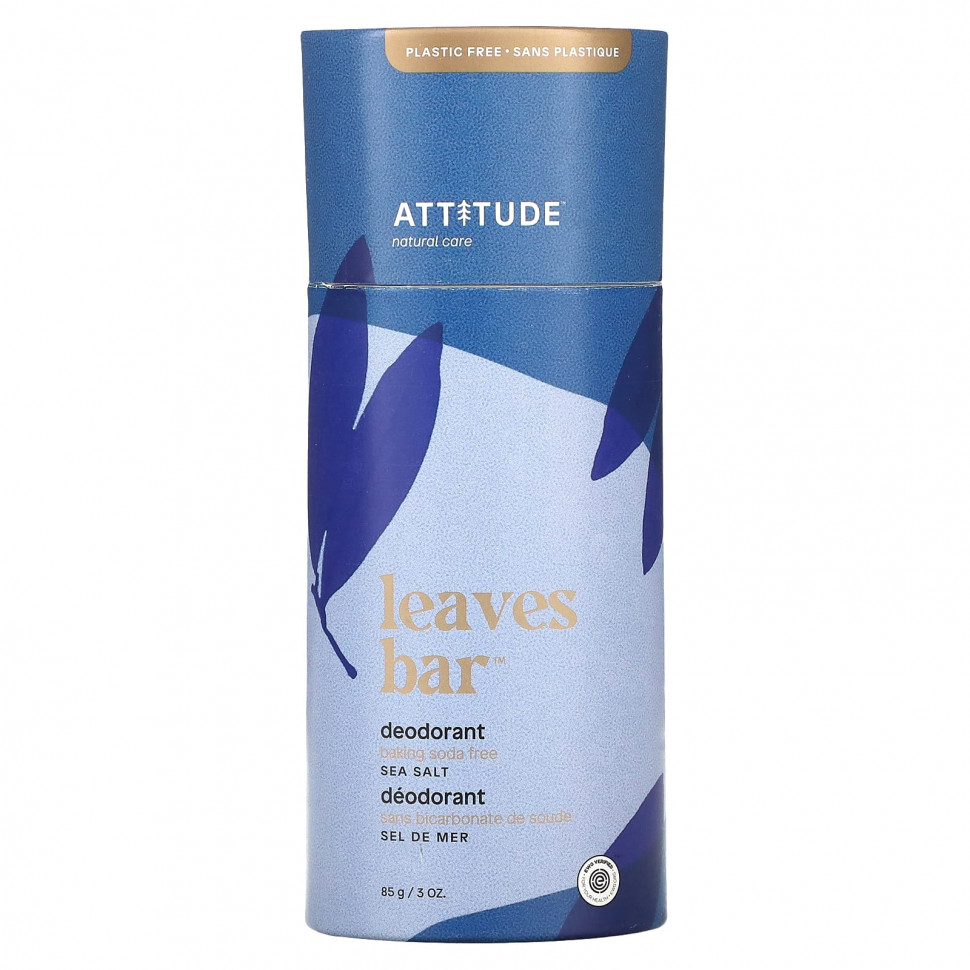 ATTITUDE, Leaves Bar, Deodorant, Sea Salt, 3 oz (85 g)    , -, 